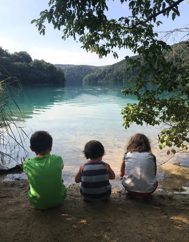 The boys at a European lake
